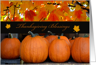 Happy Thanksgiving, From Our Home, leaves and pumpkins card