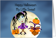 Happy Halloween My Little Sweet, Scary Girl card