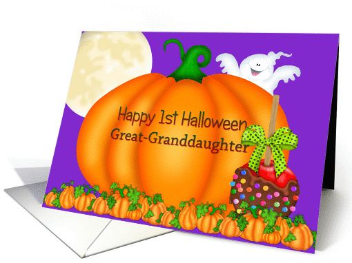 Happy 1st Halloween Great-Granddaughter, pumpkins card (965007)