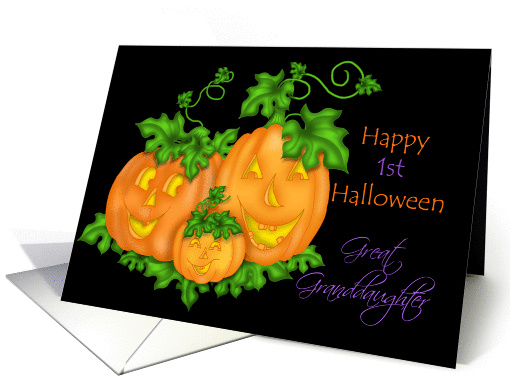 Happy 1st Halloween Great-Granddaughter, pumpkins card (965015)