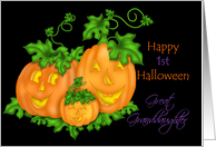 Happy 1st Halloween Great-Granddaughter, pumpkins card