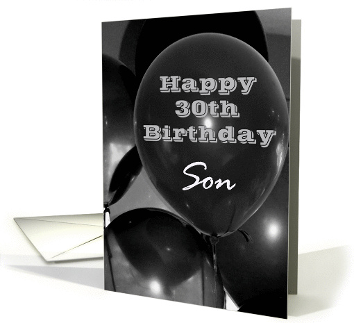 Happy 30th Birthday Son, black balloon card (965049)
