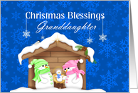Granddaughter Christmas Blessings Snow Family Nativity card