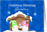 Grandson Christmas Blessings Snow Family Nativity card
