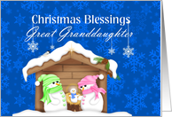 Great Granddaughter Christmas Blessings Snow family nativity card