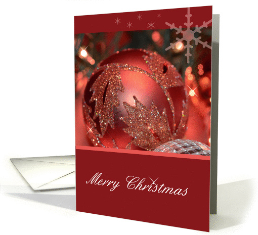 Merry Christmas Ornament, red ornament with snowflakes card (966097)