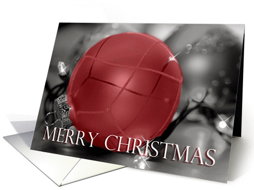 Red Merry Christmas Ornament, ornaments and lights card (967945)