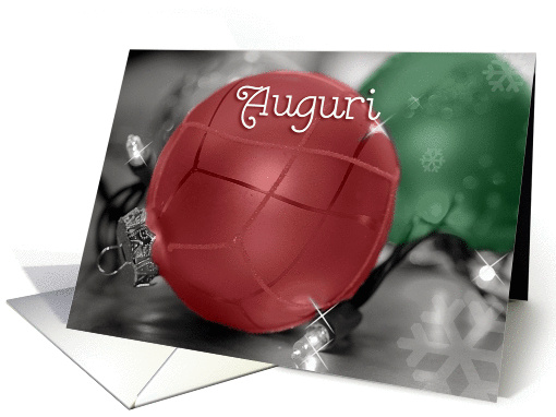 Italian Seasons Greetings, Red, Green Ornaments card (968471)