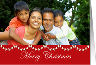 Merry Christmas Photo Card, red banner with popcorn garland card