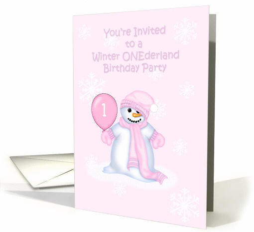 You're Invited Winter ONEderland Birthday, snowflakes card (986017)