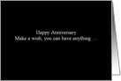 Simply Black - Happy Anniversary - Make a wish, you can have anything card