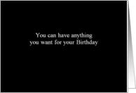 Simply Black - Anything for your Birthday card