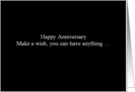 Simply Black - Happy Anniversary - Make a wish, you can have anything card