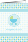 Blue Pram Baby Congratulations card