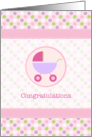 Pink Pram Baby Congratulations card
