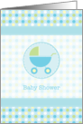 Blue Pram Baby Shower Invitation card