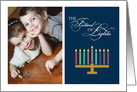 Colorful Hanukkah Menorah Blue Festival of Lights card