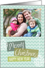 Green Chevron Christmas Photo card