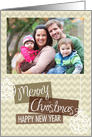 Beige Chevron Christmas Photo card