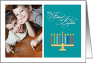 Colorful Hanukkah Menorah Aqua Festival of Lights card