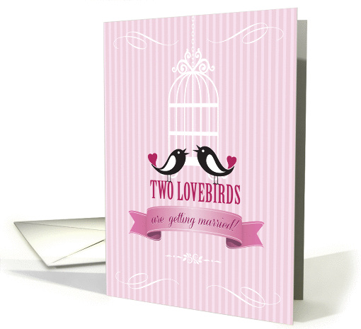 Lovebirds Pink Engagement Announcement card (1013409)