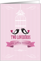 Lovebirds Pink Engagement Announcement card