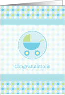 Blue Pram Baby Congratulations card