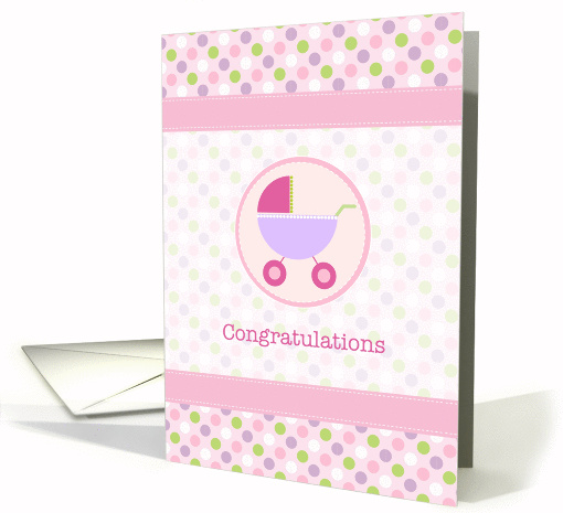 Pink Pram Baby Congratulations card (1036691)