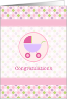 Pink Pram Baby Congratulations card