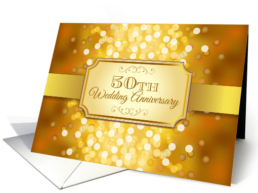 Bokeh 50th Golden Wedding Anniversary Invitation card (1113816)