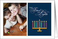 Colorful Hanukkah Menorah Blue Festival of Lights card