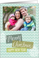Green Chevron Christmas Photo card