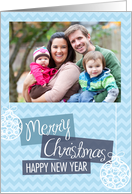 Blue Chevron Christmas Photo card