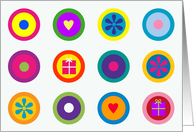 Bright Circle Icons Grid Birthday card