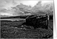 Birthday - row boat in black & white card