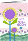 Get Well Soon Colorful Flowers and Ladybugs card