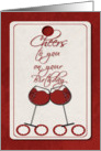 Happy Birthday Humorous Cheers Wine Glasses card