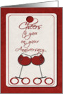Happy Anniversary Cheers Wine Glasses card