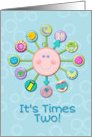 Twin Boys New Baby Congratulations Welcome Cute Clock It’s Times Two card