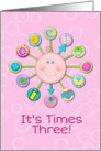 Triplet Girls New Baby Congratulations Welcome Clock It’s Times Three card