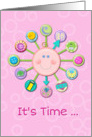 New Baby Girl Congratulations Welcome Cute Clock It’s Time card