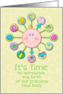 New Baby Birth Announcement Cute Baby Clock It’s Time card