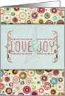 Christmas Holiday Greetings Love and Joy Modern Colorful Circles card