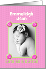 Baby Birth Announcement Custom Name Girl Pink Buttons Photo Card