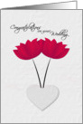 Lesbian Wedding Congratulations Red Flowers and Heart card