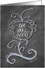 Get Well Soon Chalkboard Look Flower and Swirls card