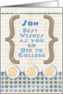 Son Off to College Best Wishes Stars and Notebook Paper card