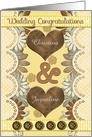 Lesbian Wedding Congratulations Custom Names Hearts and Flowers card