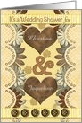 Lesbian Wedding Shower Invitations Custom Names Hearts and Flowers card