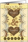 Lesbian Engagement Announcement Custom Names Hearts and Flowers card